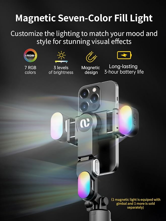 AOCHUAN Gimbal Stabilizer for iPhone Gimbal w/360° Rotation-M1 Pro Black | Auto Face Tracking and Wireless Remote for TIK Tok, YouTube, Vlog, 4 in 1 Gimbal Stabilizer Sefie Stick Tripod - Image 4