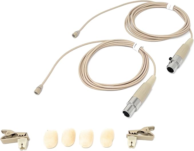 Pair of Lavalier Lapel Mics w/ 4 pin Mini XLR TA4F for Shure Wireless | 4 Pin Mini XLR TA4F Connector - Image 2