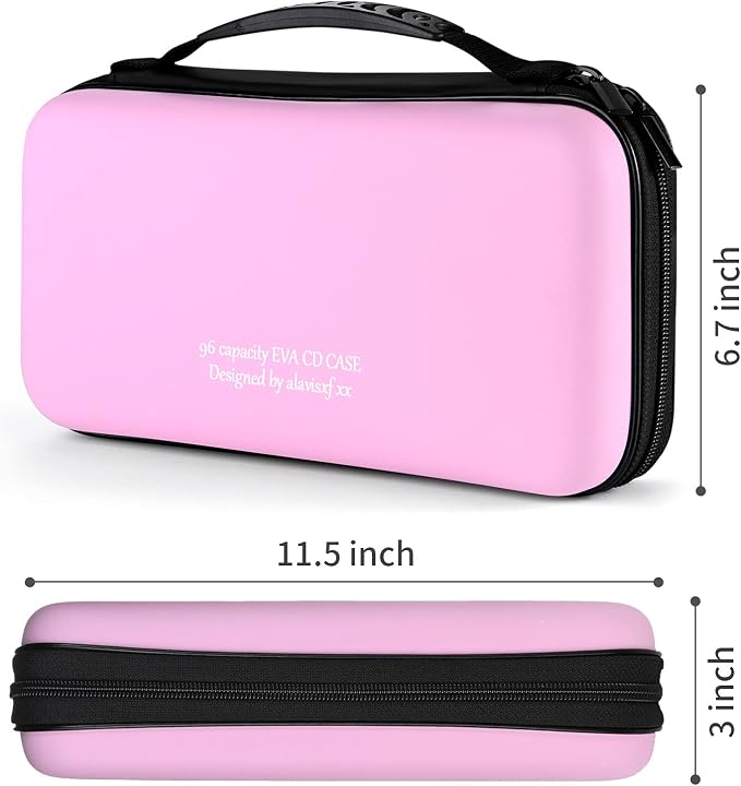 alavisxf xx CD Case, 96 Capacity Protective Zipper Disc Wallet for Car | EVA Shock-resistant, Double Zipper Closure, Portable Handle, DVD Storage Organizer, Anti-Slip Sleeves, for Home Office Travel - Image 4