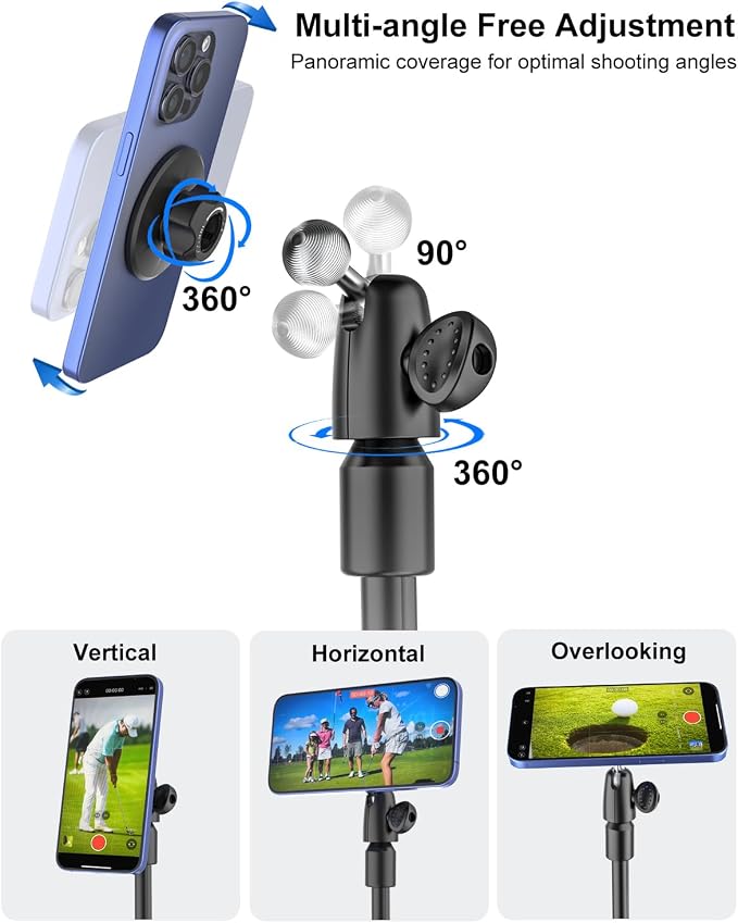 Golf Monopod Selfie Stick with Magnetic Phone Holder Mount - 57" Metal Pole Golf Phone Holder for Record Swing, Putting, Golf Training Aid, Tripod for iPhone 16 15 Compatible with Magsafe - Image 5