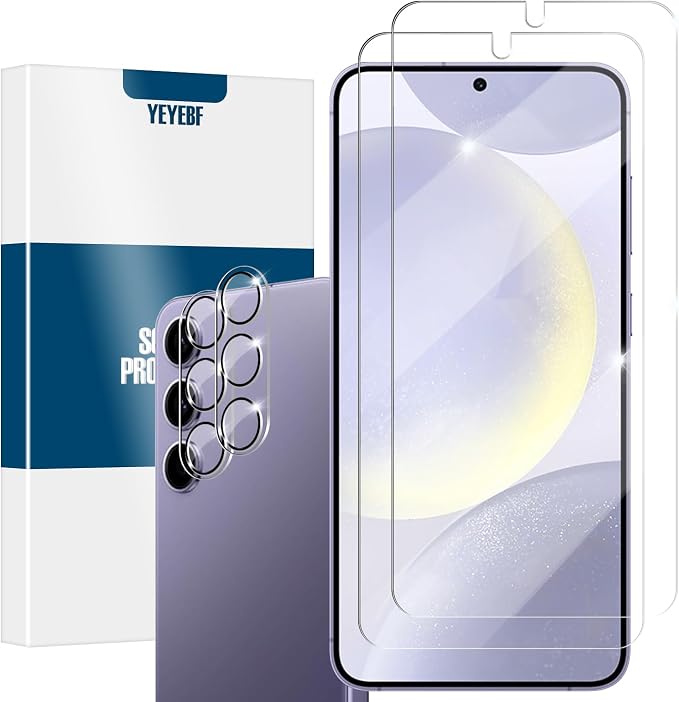 Galaxy S24 Plus Screen Protector + Camera Lens Protector, [2 +2 Pack] [Ultrasonic Fingerprint Unlock] Full Coverage Tempered Glass Screen Protector For Samsung Galaxy S24 Plus by YEYEBF
