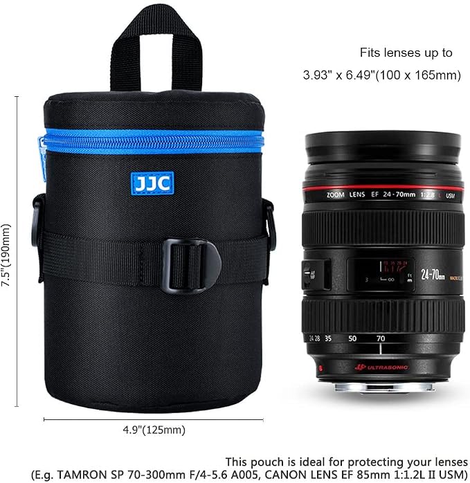 JJC Deluxe Lens Case Pouch Bag for Camera Lens Below 3.9" x 6.5"(D x L) | for Canon EF 24-70mm f2.8L USM, EF 50mm f1.2L USM, EF 85mm f1.2L II USM, Tamron SP 70-300mm f4-5.6 A005 Lens & More - Image 3