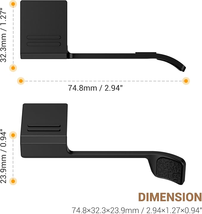 X-E5 Thumb Grip w Shutter Button & Full-Coverage for Fujifilm XE5 - Black | Aluminum Alloy X-E5 XE5 Camera Thumb Grip with Hot Shoe Cover Protector Thumb Rest Support Holder Not Affect The Use of Dial - Image 7