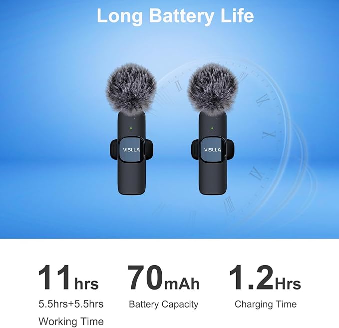 Mini Microphone for iPhone & Android,11H Battery, Noise Cancelling Wireless Lavalier Mic, Clip On Lapel Mic Pro for Content Creator Vlogging/YouTube/Tiktok/Video Recording/Streaming/Interview - Image 3