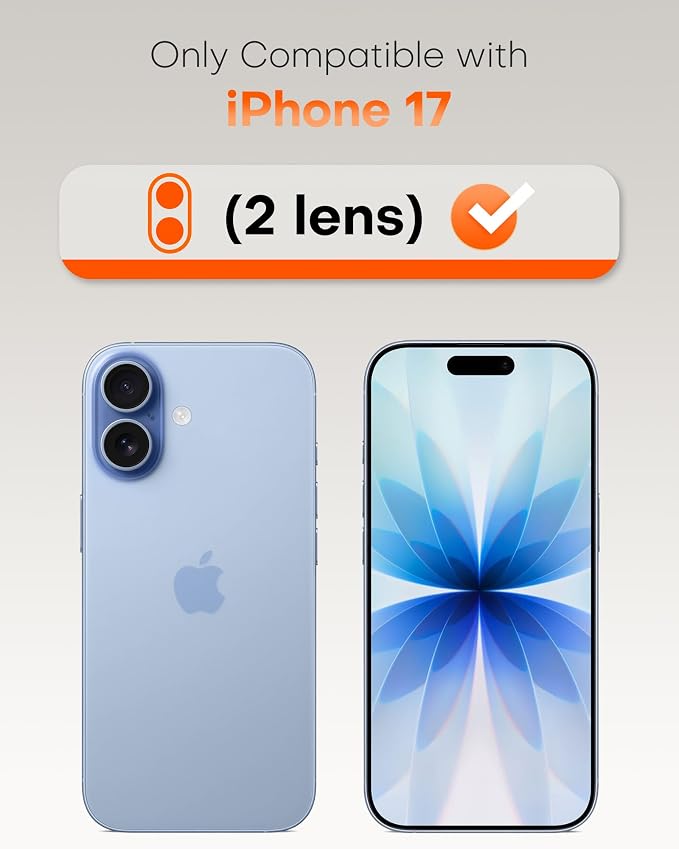 TOCOL Camera Lens Protector for iPhone 17 Tempered Glass HD Individual Scratch Resistant Camera Cover Accessories Case Friendly 2 Pack（Light Blue） - Image 2