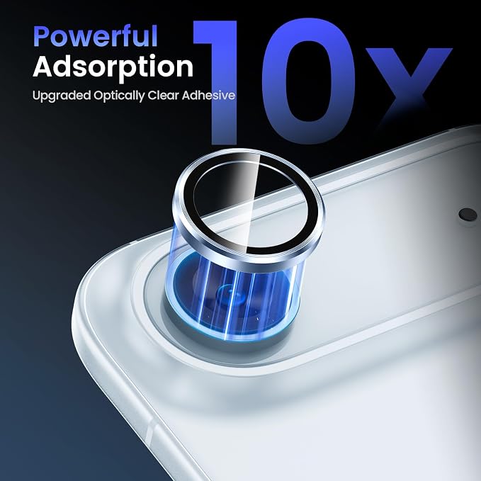 Tensea 2Pack for iPhone Air Camera Lens Protector, Camera Screen Cover | Camera Cover, Metal Individual Ring with 9H Tempered Glass for iPhone 17 Air 6.5inch, HD Clear, Easy Install, Full Protection - Image 4