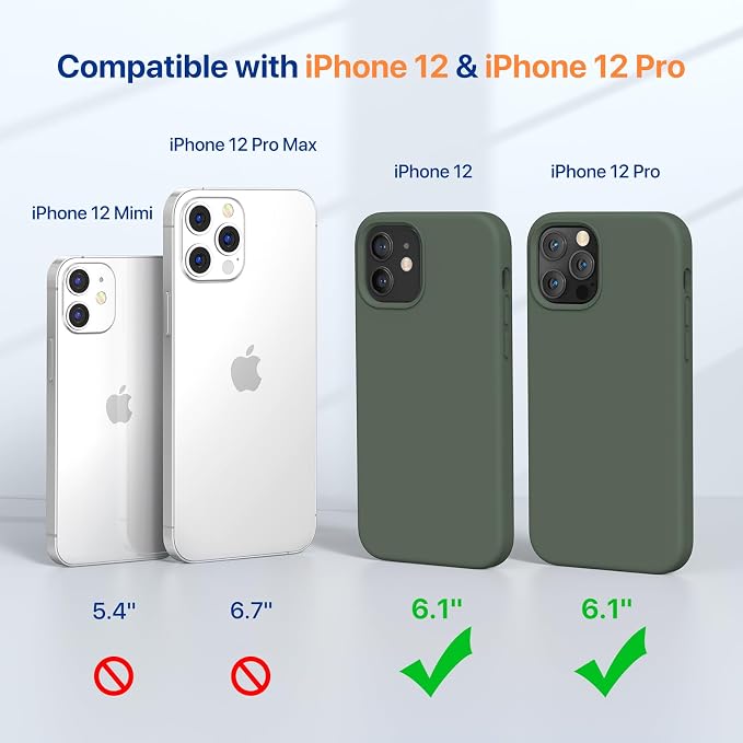 Miracase Silicone for iPhone 12 Case and iPhone 12 Pro Case, Dark Green | Liquid Silicone Gel Rubber Shockproof Drop Protection Phone Case for iPhone 12/12 Pro 6.1 inch - Image 2