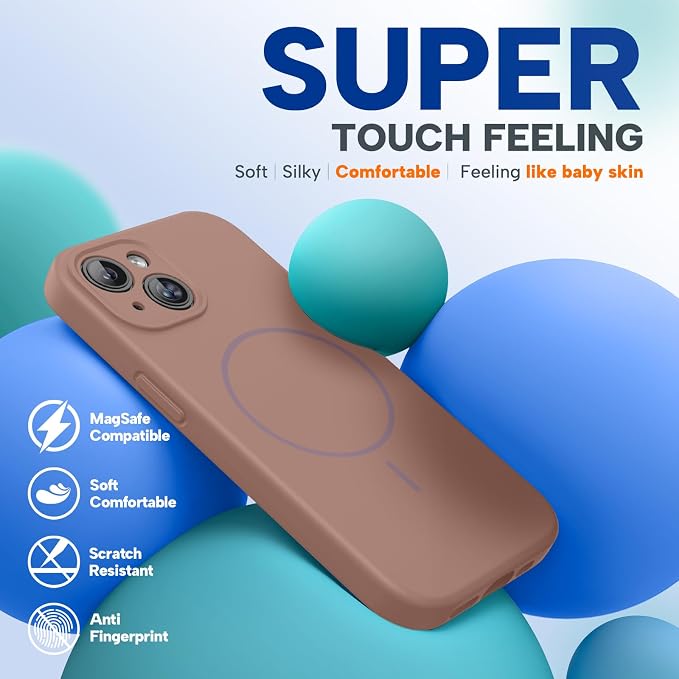 miracase Magnetic for iPhone 15 Case, [Soft Anti-Scratch Microfiber Lining], Compatible with MagSafe, Liquid Silicone Case Shockproof Drop Protection Phone Case for 15,Chocolate - Image 5