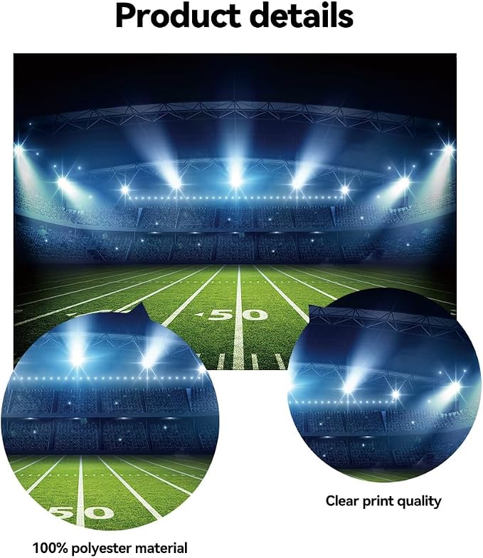 8x6ft Football Stadium Photography Backdrop with Bowl Night Spotlight for Party Decoration Football Field Backdrop Photo Booth Props - Image 6