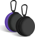 2Pack Round Earbud Case Portable EVA Carrying Case Storage Bag Cell Phone Accessories Organizer with Carabiner for Earphone, Earbud, Earpieces, SD Memory Card, Camera Chips, Black/Purple by Woyinger