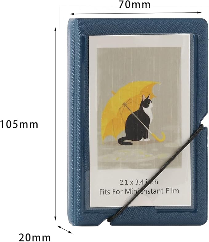 2x3 Instax Mini Photo Album, 28 Pockets. Marine Blue, 1PK | Portable Wallet Size Album Stores 2x3 inch Instant Photos. Fits Polaroid, Instax Mini, Kodak Mini Prints and Zink. - Image 3