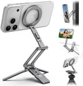 Lamicall for MagSafe Tripod Stand Dual-Side Magnet Camera Accessories Kits | 360° Upgraded Aluminum Magnetic Phone Tripod for iPhone 17/16/15 Pro Max Women Men Accessory Kits fit Vlog Silver by Lamicall