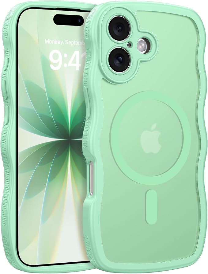 BENTOBEN Magnetic for iPhone 17 Case, Cute Wavy Full Camera Protection [Compatible with MagSafe] Translucent Matte Anti-Slip Bumper Women Girls Boys Protective Cover for 17 6.3", Matcha Green by BENTOBEN