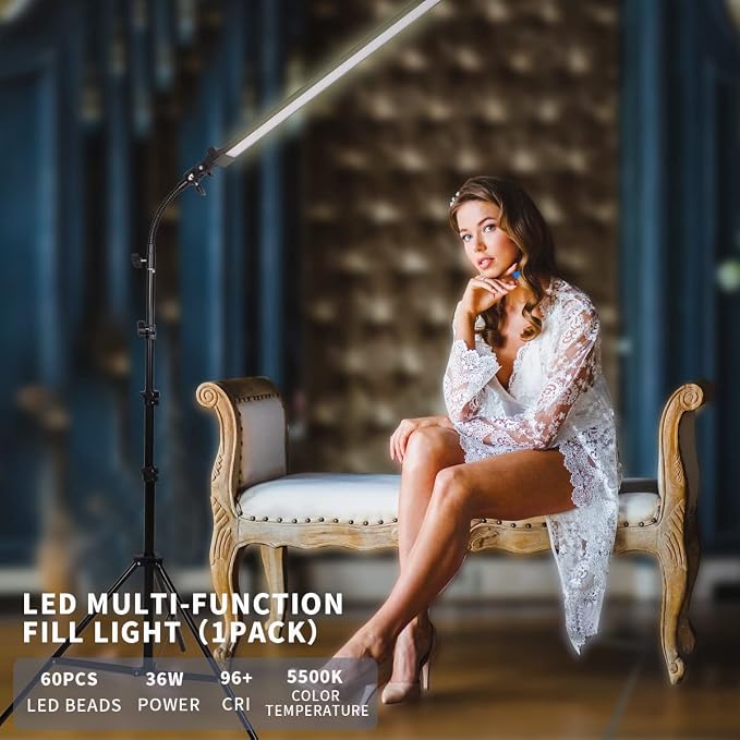 Photography Studio LED Lighting Kit with Light Stand Bag Soft Tube for Beauty, Eyebrow, Tattoo, Makeup, Dentistry, Eyelash, Portrait, Product Photography Fill Light - Image 3