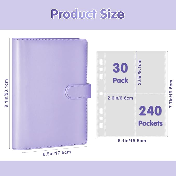 A5 Kpop Photocard Binder with 30 Pack 4-Pocket Card Pages, 6 Ring A5 Binder Card Collector Album with 240 Card Slots,PU Leather Binder Cover with Magnetic Buckle Closure for Organizing Trading Card - Image 5
