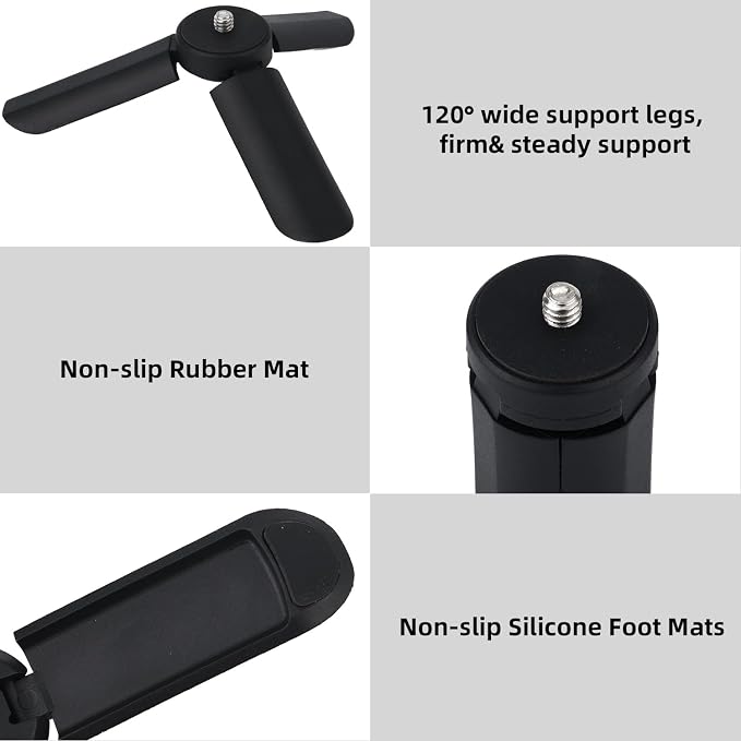 Mini Tripod for DJI Osmo Pocket 4P/4/3/2, Tabletop Stand with 1/4'' Screw | Portable Tripod Stand Hand Grip Selfie Stick with 1/4'' Screw for DJI Action 6/5 Pro/4/3/Nano & Insta360 Luna Ultra X5/X4/X3 - Image 3
