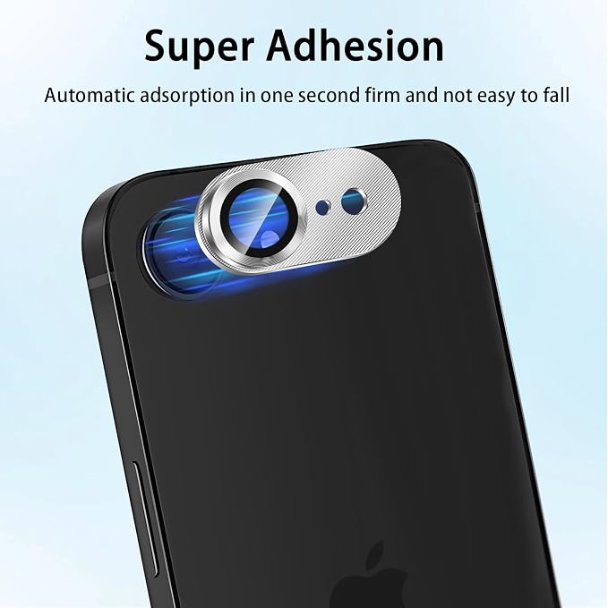 (3 Pack) Camera Lens Protector for iPhone 17e / iPhone 16e, Aluminum Alloy Sapphire Glass Camera Screen,Anti Scratch, Bubble Free,Tempered Glass Screen Protecto - Silver - Image 5
