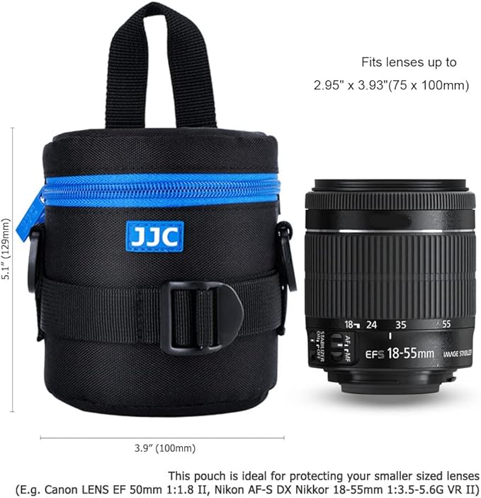 JJC Deluxe Lens Case Pouch Bag for Camera Lens Below 2.95" x 3.93"(D x L) | for Canon EF-S 18-55mm/EF 50mm f1.8/RF-S 18-150mm, Nikon AF-S 18-55mm/AF-P 18-55mm, Fuji XC 16-50mm/XF 18-55mm Lens & More - Image 3