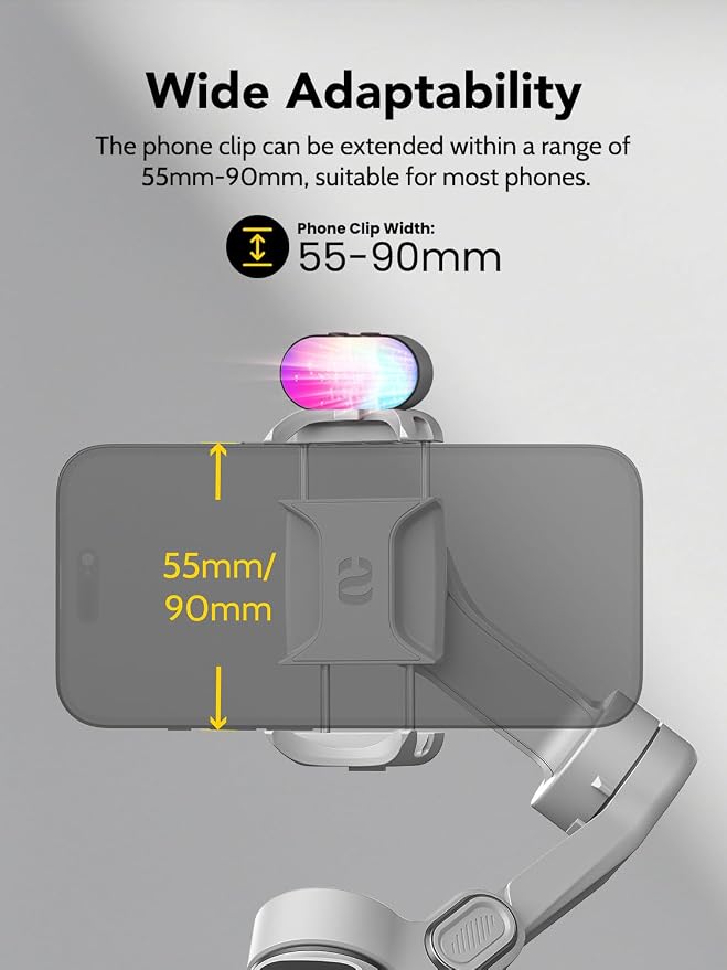 AOCHUAN Smart X2 3-Axis Gimbal Stabilizer for Smartphone with Adjustable RGB Fill Light, Built-in 20cm Extension Pole Selfie Stick, OLED Screen for Night Shots, Video Recording,X2 KIT White - Image 5