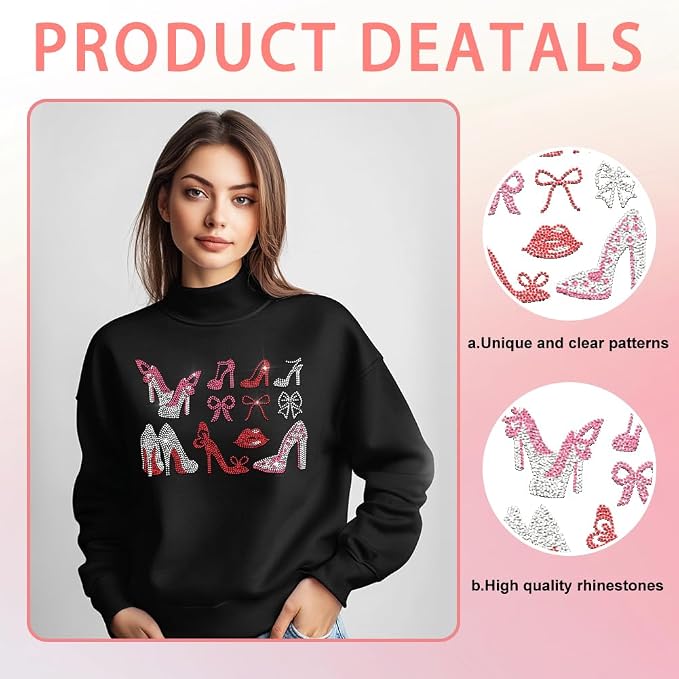 5 Pcs Bat Pattern Iron on Rhinestones Transfer, Bling Crystal Clothing Repair Applique Heat Transfer Patches for T-Shirt Vest Shoes Hat Jacket Pants Bags Decor - Image 2