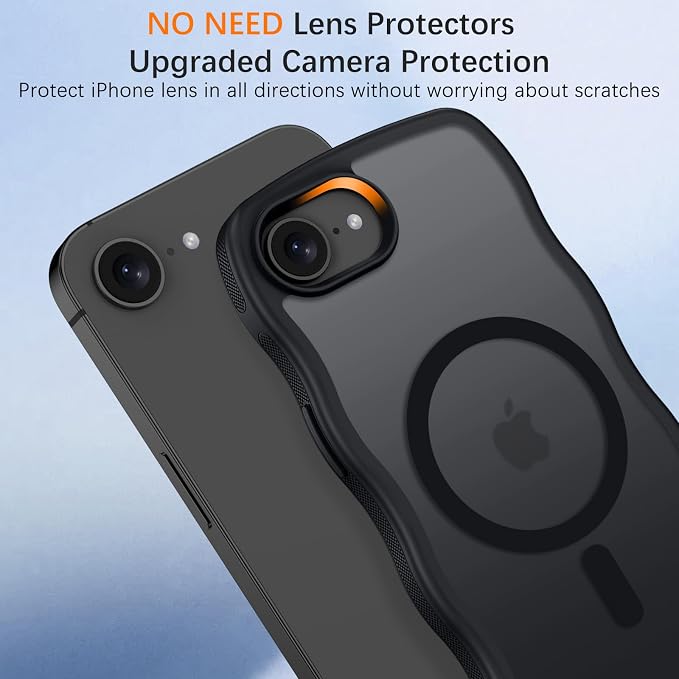 BENTOBEN Magnetic for iPhone 17e Case,Cute Wavy Frame [Compatible with MagSafe] Translucent Matte Anti-Slip TPU Bumper Women Girls Boys Men Thin Shockproof Drop Protective Cover for iPhone 17e,Black - Image 8