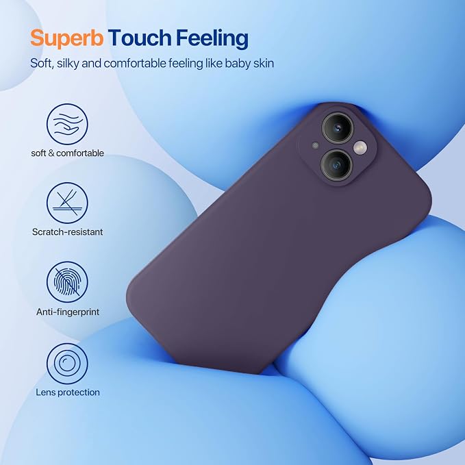 Miracase Silicone for iPhone 14 Case, Dark Purple | Soft Anti-Scratch Microfiber Lining, Premium Silicone Cover Shockproof Drop Protection Phone Case for 14 - Image 2