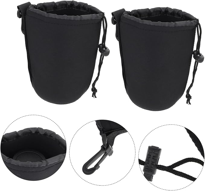 SHOWERORO Camera Lens Bag 2Pcs Neoprene Padded Lens Pouch with Drawstring Protective Case for Dslr Lenses 5.5 X 3.7 X 3.7 Inch Compact Storage - Image 7