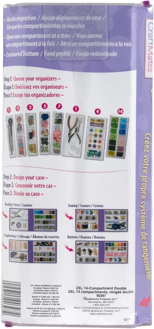 Craft Mates Bead Organizer, 14 Locking Compartments, Plastic Storage (2XL) | Clear Plastic Storage for Buttons, Pins, Jewelry, Diamond Art & Craft Supplies, Large Portable Organizer for Crafters - Image 5