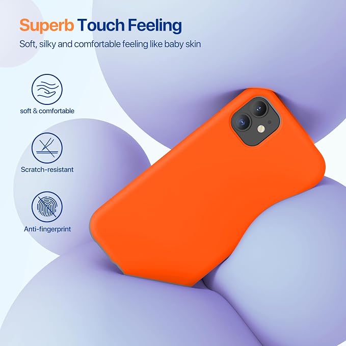 Miracase Silicone for iPhone 11 Phone Case, Amber Orange | Soft Anti-Scratch Microfiber Lining, Premium Silicone Cover Shockproof Drop Protection Phone Case for 11 - Image 2