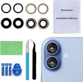 2 Sets OEM Back Rear Camera Lens Glass Replacement Compatible with iPhone 17 6.3 inches with pre-Installed Adhesive and Reparing Toolkit by Perzework