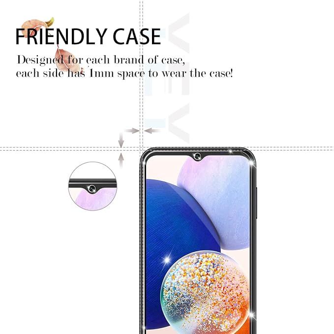 Galaxy A14 HD Clear Tempered Glass Screen Protector + Camera Lens Protectors, [2+2 Pack] [3D Glass] [Anti-Glare] [Bubble-Free] Screen Protector Glass For Samsung Galaxy A14 - Image 4