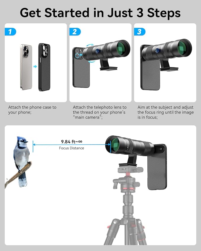 20-60X Zoom Telephoto Lens for iPhone 17 Air, Evil Eye High Power HD Telephoto Phone Lens with Phone Case - Image 8