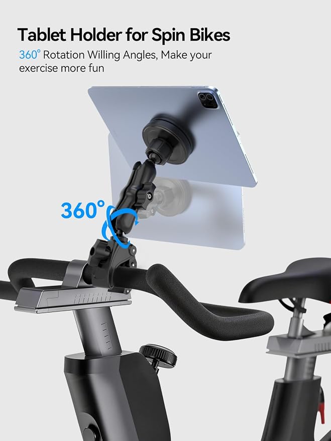 OHLPRO Magnetic Tablet Holder for Mic Stand,360° Adjustable Microphone Music Stand Phone Holder Mount,Tablet Mount Clamp for Peloton Bike,Treadmill, Stroller, Cabinet, Fits MagSafe, All Tablets,Phones - Image 6