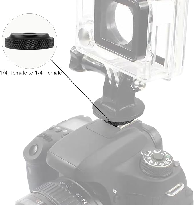 Camera Hot Shoe Mount Screw Adapter 1/4" to 1/4", BENACES 4-Pack Aluminum Alloy 1/4 Inch Nut Female Dual Thread Converter Connector for Heads, Tripods - Image 6