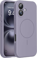 miracase Magnetic for iPhone 16 Plus Case, [Soft Anti-Scratch Microfiber Lining], Compatible with MagSafe, Liquid Silicone Shockproof Drop Protection Phone Case for 16 Plus,Lavender Gray by Miracase