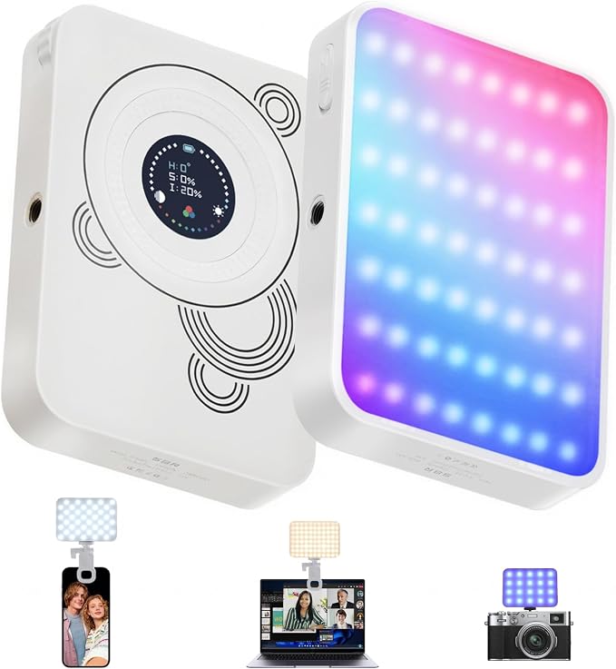 RGB Video Light, 100 LED Portable Camera Light, 360° Full Color Photography Lighting, 2700-7500K CRI 95+, 13 Light Modes for Phone, DSLR Video Recording, Vlog, YouTube Game Live Streaming by YULINKCOLighting