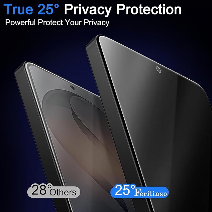 Ferilinso Privacy Screen Protector for Samsung Galaxy S26, Tempered Glass | 3 Pack, 9H+ Hardness, Military-Grade Shatterproof, Case Friendly, Easy Installation Bubble Free, with Camera Lens Protector - Image 2