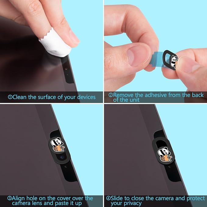 Webcam Cover, 0.02 inch Panda Laptop Camera Cover, Cute Accessories for Laptop PC iPhone iPad iMac MacBook Pro Air Computer Smartphone Tablet, Camera Cover Slide Protect Your Personal Privacy - Image 7