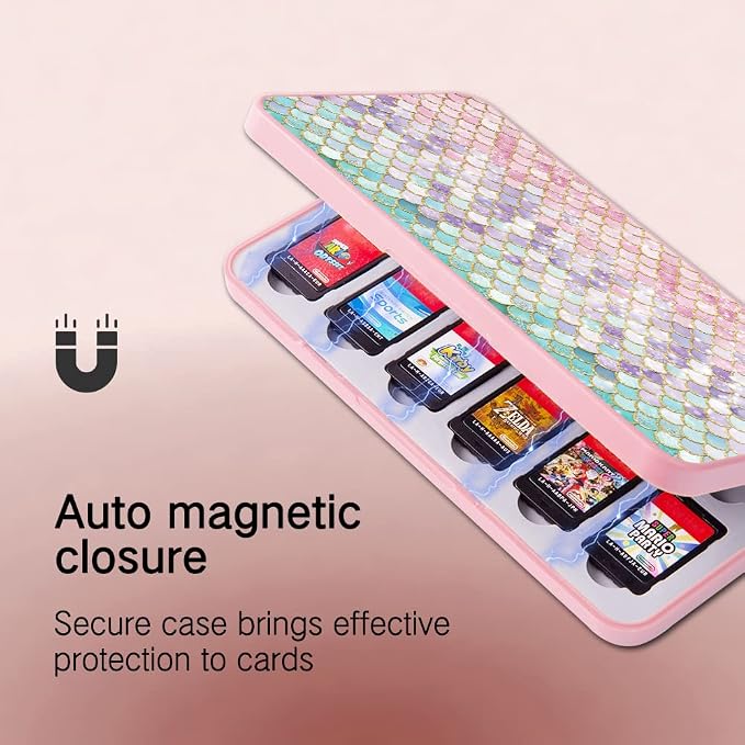 PERFECTSIGHT Switch Game Case Compatible with Nintendo OLED & Lite 24 Game Holder，Cute Switch Game Card Case Cartridge with 24 Slots Storage (Colorful Scale) - Image 5