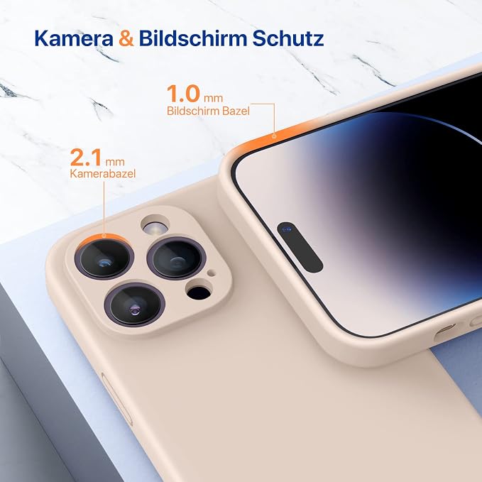 Miracase Silicone for iPhone 14 Pro Case, Sand | Soft Anti-Scratch Microfiber Lining, Premium Silicone Cover Shockproof Drop Protection Phone Case for 14 Pro - Image 5