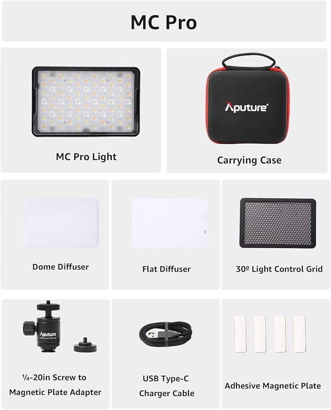 Aputure MC Pro Camera Lights,RGBWW LED Video Lights Lensed Mini LED Panel | Full Color Portable Photography Lighting,4200mAh Rechargeable Battery,APP Control, Support Magnetic Attraction - Image 7