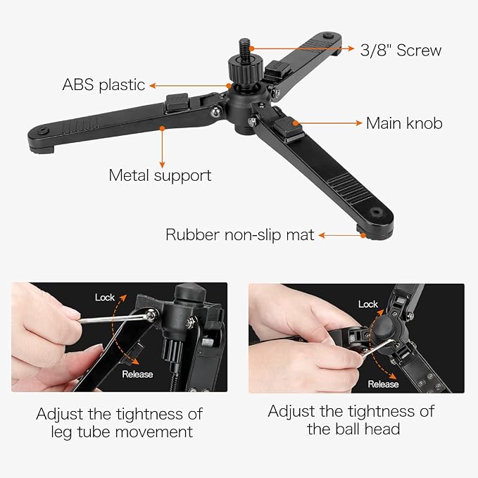 Koolehaoda Monopod Base Stand with Quick Folding Legs for DSLR Video | Tripod Feet Support for Monopod and Ball Head Desktop Stand Portable Unipod Base for Camera Camcorder - Image 7