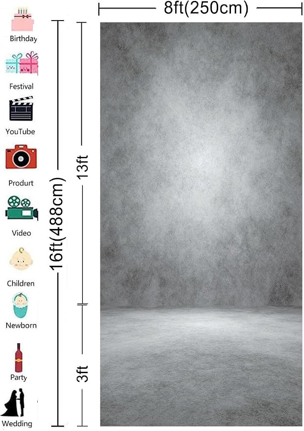 8x16ft Gray Abstract Photography Backdrops Grey Portrait Photo Studio Prop Background for Photographyer Ash Texture Backdrop for Party - Image 4