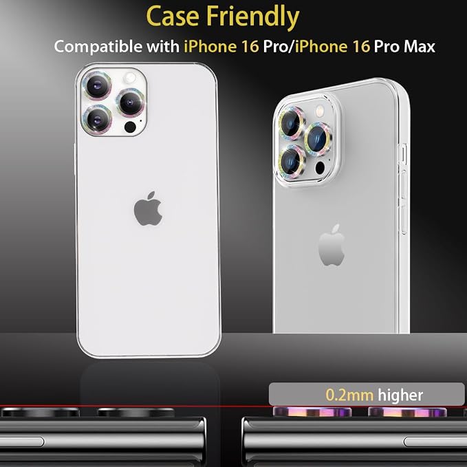 Camera Protector for iPhone 16 Pro/16 Pro Max, Glitter Colorful | Tempered Glass, Auto-align Tray, Easy Installation, Case Friendly, Anti-Scratch, HD Clear, Ultra Slim - Image 5