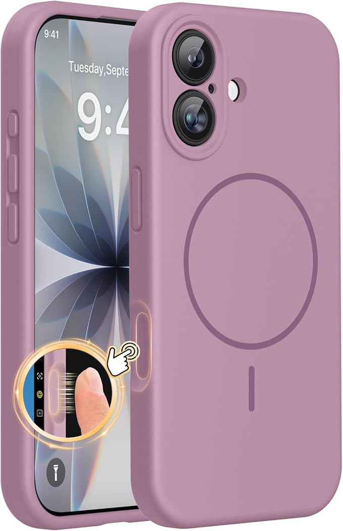 Miracase Silicone & Magnetic for iPhone 17 Case, Blackcurrant | Compatible with MagSafe, Silicone Camera Control Cover, Soft Microfiber Lining, Shockproof Drop Protection Phone Case for 17 by Miracase