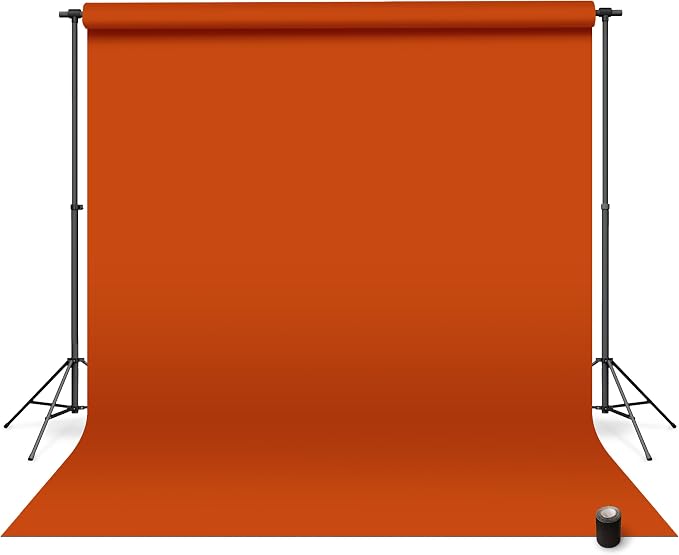 Denny Mfg Seamless Paper Backdrop for Photoshoot, Orange, 53 in x 36 ft | Backdrop Roll, Matte Finish for Portraits, Product Photos and Video Shoots, Includes Free Roll Gaffer Tape (2 in x 13 ft) by Unknown