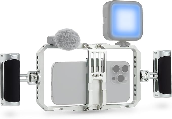 Leftfoto Universal Aluminum Phone Stabilizer Cage Smartphone Video Rig with Dual Handles for iPhone 17 Promax1615 Mini Pro Max 8 Plus for Samsung for Huawei Mate,for Vlogging/Video Shooting - Image 9