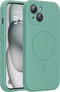 Miracase Silicone & Magnetic for iPhone 15 Case, Midnight Green | Compatible with MagSafe, Soft Microfiber Lining, Premium Silicone Cover Shockproof Drop Protection Phone Case for 15 by Miracase