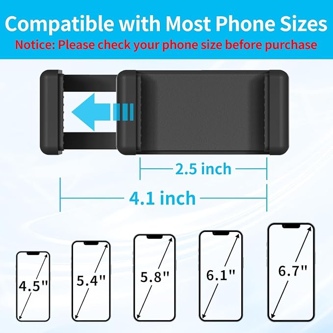 Mic Stand Phone Holder for Microphone Stand Fits Most 3.5" - 7.5" Smartphones - Flexible Dual Cell Phone Holder for Mic Stand Mount, Drum Stand, Music Stand Phone Holders for Any Poles - Image 5