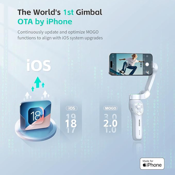 COMITOK Only for iPhone, MOGO [Apple MFi Certified] Gimbal Stabilizer for iPhone Stabilizer for Video Recording, Native Camera Control by Remote & Apple Watch, Background Mode Tracking in iOS26 - Image 7